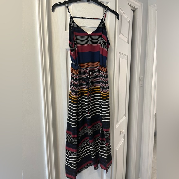 Flowy stripe sundress with tie on waist. Hardly worn, fabric non stretch. - Picture 2 of 3